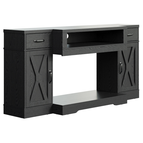 Black Farmhouse 65 inch TV Stand with Adjustable Shelves and Storage