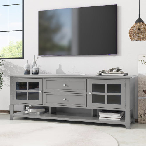 59.1 Inch Grey Modern Soft Close TV Stand Magnetic Suction Media Console Fits 60 Inch TV