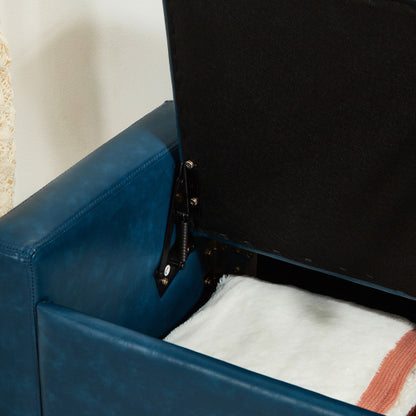 48'' Storage Ottoman Bench Tufted Faux Leather Upholstered Bench with Storage