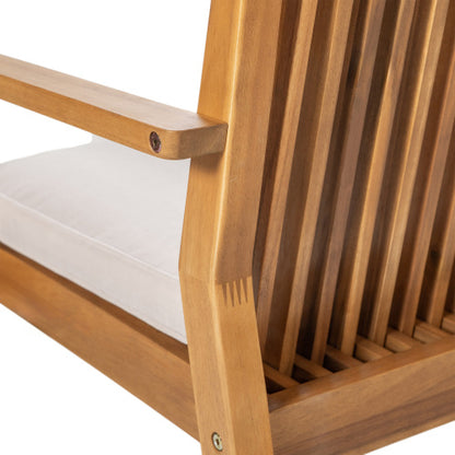 Patio Dining Chair Set of 2 - Sturdy Acacia Wood, Comfortable Waterproof Seating, 400 lbs Capacity, Natural Color Frame