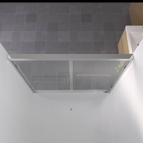 56-60"x58" Aluminum Frame Double Sliding Bathtub Screen, Bypass Bathroom Sliding Door with Premium 1/4" (6mm) Clear Tempered Glass, Chrome Hardware Sliding Glass Shower Enclosure,Chrome Finished