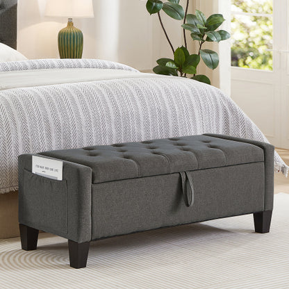 Ottoman with Storage, Storage Ottoman Bench with Safety Hinge 350 lbs Weight, Upholstered Entryway Bench with Seating for Bedroom, Living Room - Dark Gray