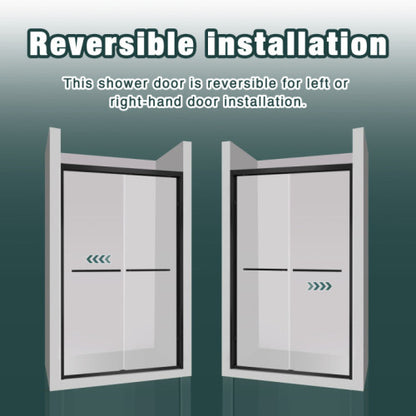 44-48"x76" Aluminum Frame Double Sliding Shower Door,Bypass Bathroom Sliding Door with Premium 1/4" (6mm) Clear Tempered Glass, Black Hardware Sliding Glass Shower Enclosure,Matte Black Finished