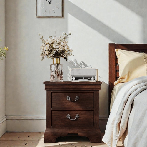 22inch x 16inch x 22.7inch Classic Wooden Nightstand-Cherry