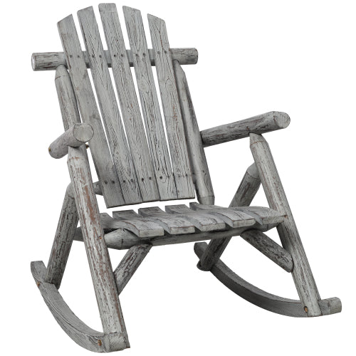 Wooden Porch Rocker Chair,Durable Wooden Porch Rocker Chair,Fir log Rocking Chair,Patio Rockers for Outside,Garde.Light Gray Color