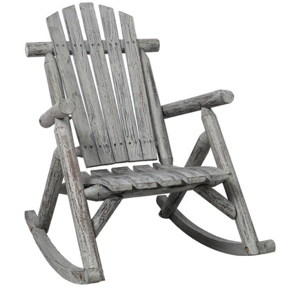 Wooden Porch Rocker Chair,Durable Wooden Porch Rocker Chair,Fir log Rocking Chair,Patio Rockers for Outside,Garde.Light Gray Color
