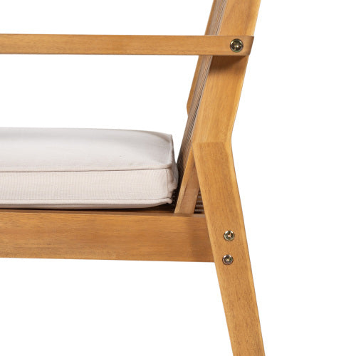 Patio Dining Chair Set of 2 - Sturdy Acacia Wood, Comfortable Waterproof Seating, 400 lbs Capacity, Natural Color Frame