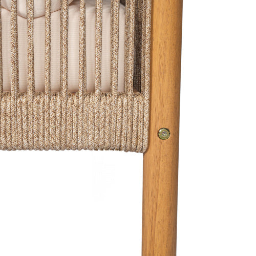 Modern Outdoor Woven Lounge Chair with Solid Wood Frame and Comfortable Polyester Cushions, Perfect for Patio, Garden, or Balcony