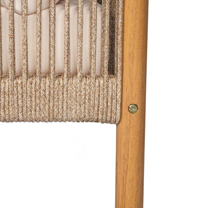 Modern Outdoor Woven Lounge Chair with Solid Wood Frame and Comfortable Polyester Cushions, Perfect for Patio, Garden, or Balcony