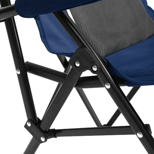 High Back Heavy Duty Lawn Chair Support 250LBS, Portable Collapsible Chair with Cup Holder -Navy blue