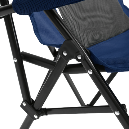 High Back Heavy Duty Lawn Chair Support 250LBS, Portable Collapsible Chair with Cup Holder -Navy blue