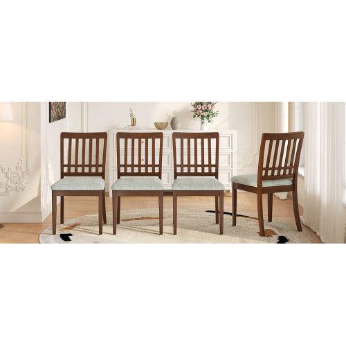 Set of 2 Light Brown Rubberwood LVL Fabric Dining Chairs, Curved Wood Backrest 250lbs Weight Capacity