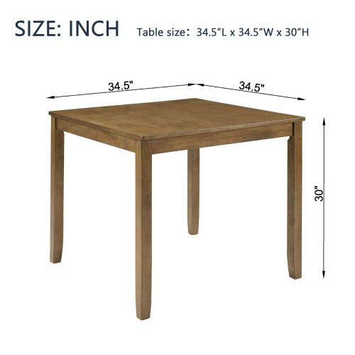 34.5inch Oak Square Dining Table for 2-4 People Small Space Kitchen Table