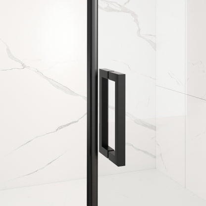 56-60" W x 72" H Semi-Frameless Sliding Shower Door, 5/16"(8mm) Clear SCGG Tempered Glass, Matte Black Finish, Cut Adjustable Width 4"