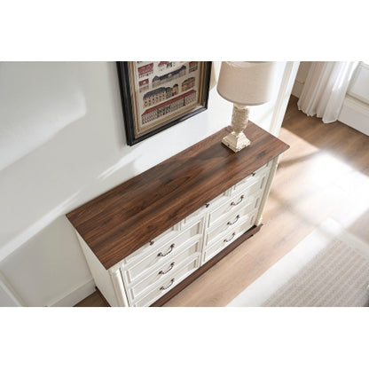 9 Drawer Dresser Chest for Bedroom with Wooden Base and Riser Trim, Wooden Rustic Rustic Chest of Drawers, Storage Dresser for Bedroom, Living Room