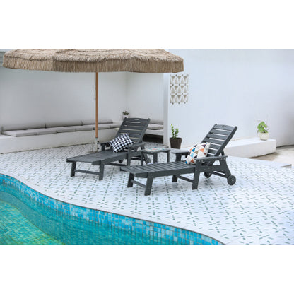 Lounge Chair with Side Table,3-Piece Oversized Chaise Lounge Chair Set with Wood Texture,Grey