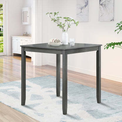 Gray Counter Height Square Dining Table with Solid Wood Legs