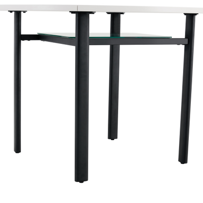 42-Inch Round Dining Table with Glass Inlay for 4-6 People