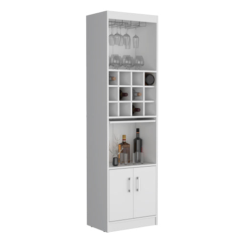 Bar Cabinet 5-Tier, Wine Cabinet, Liquor Cabinet, 12 Bottle Cubbies, 5 Shelves, White