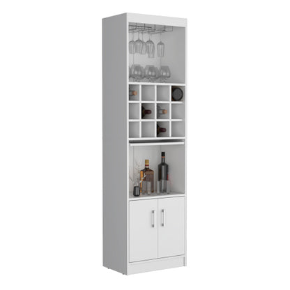 Bar Cabinet 5-Tier, Wine Cabinet, Liquor Cabinet, 12 Bottle Cubbies, 5 Shelves, White