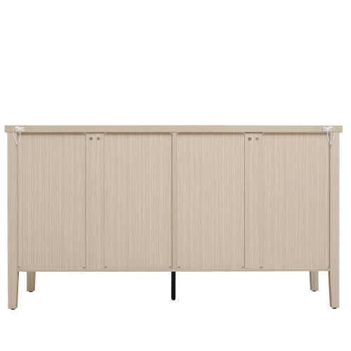 4 Doors Modern Wood Grain Sideboard Adjustable Shelf Storage Cabinet With Anti-Tipping Device For Home