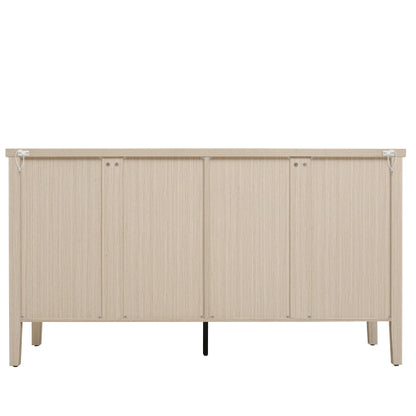 4 Doors Modern Wood Grain Sideboard Adjustable Shelf Storage Cabinet With Anti-Tipping Device For Home