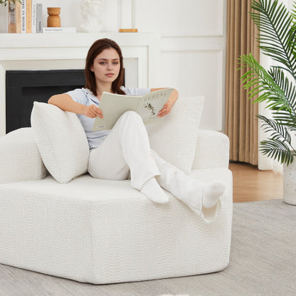 54-Inch Hexagonal Modular Chenille Lounge Chair, Compressed Foam Sofa