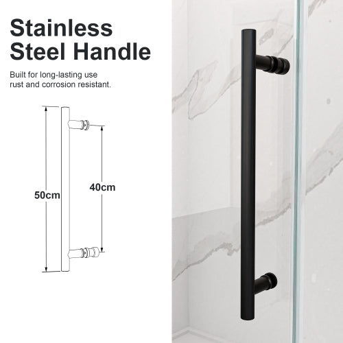 44"-48"W*76" H Frameless Single Sliding Shower Door – 5/16" (8mm) Clear Tempered Glass, Bypass Design with Matte Black Finish