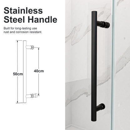44"-48"W*76" H Frameless Single Sliding Shower Door – 5/16" (8mm) Clear Tempered Glass, Bypass Design with Matte Black Finish