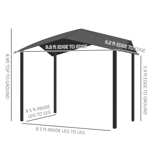 Outsunny 10' x 10' Soft Top Patio Gazebo Outdoor Canopy with Unique Geometric Design Roof, All-weather Steel Frame, Gray