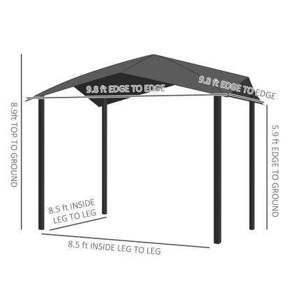 Outsunny 10' x 10' Soft Top Patio Gazebo Outdoor Canopy with Unique Geometric Design Roof, All-weather Steel Frame, Gray