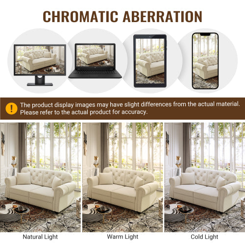 Beige White Modular Velvet Ottoman, Matching Sofa Footstool, 31.5 inchx23.6 inchx16.5 inch, 300 LBS Capacity for Living Room & Apartment