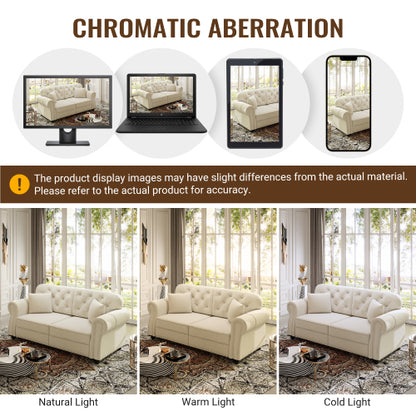 Beige White Modular Velvet Ottoman, Matching Sofa Footstool, 31.5 inchx23.6 inchx16.5 inch, 300 LBS Capacity for Living Room & Apartment
