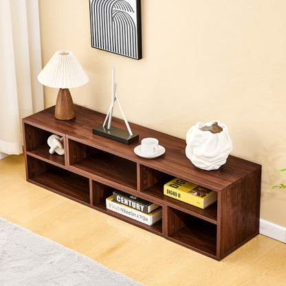 Dark Walnut Modular TV Stand with Open Storage Entertainment Center