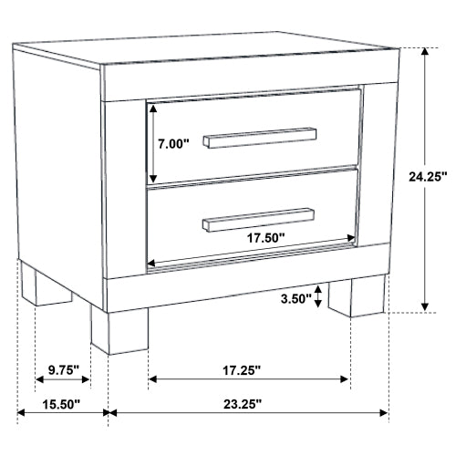Rustic Golden Brown 2-Drawer Wood Nightstand