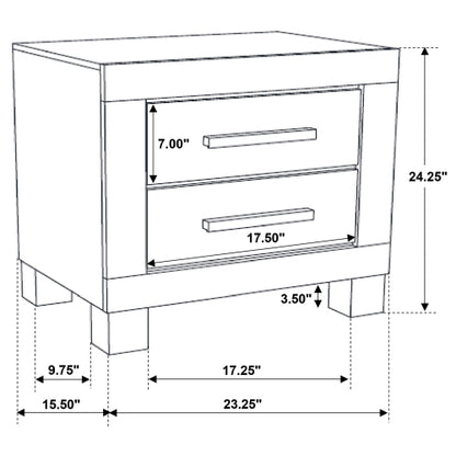Rustic Golden Brown 2-Drawer Wood Nightstand