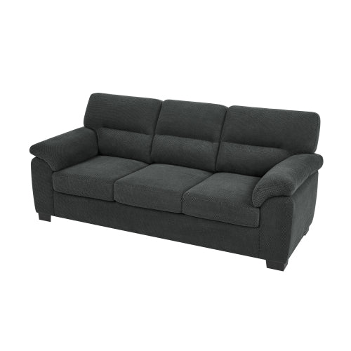 Dark Gray 3-Seater Textured Fabric Minimalist Living Room Sofa