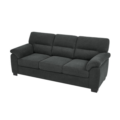 Dark Gray 3-Seater Textured Fabric Minimalist Living Room Sofa