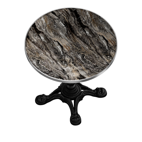 Marble-Look Sintered Stone Square Table - Heavy-Duty Cast Iron Base for Bistro, Cafe, Bar & Home Use