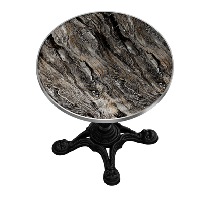 Marble-Look Sintered Stone Square Table - Heavy-Duty Cast Iron Base for Bistro, Cafe, Bar & Home Use