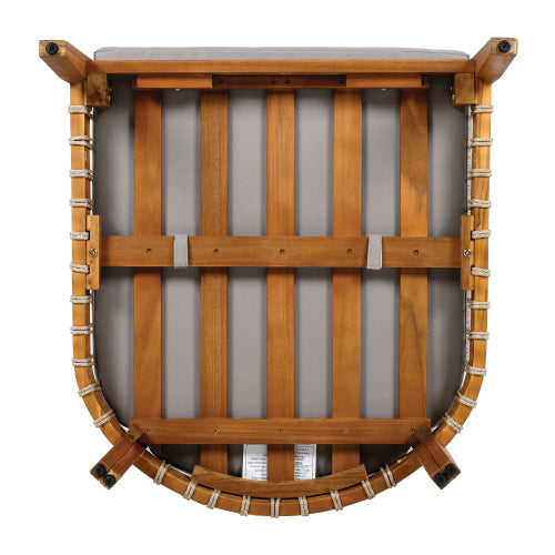 Acacia Wood Outdoor Club Chair with Handwoven Rope Accents & Curved Backrest - Water-Resistant Boho Patio Lounge Chair with Removable Cushions for Porch, Garden