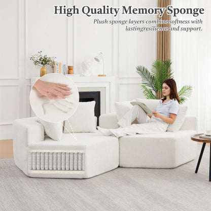 54-Inch Hexagonal Modular Chenille Lounge Chair, Compressed Foam Sofa