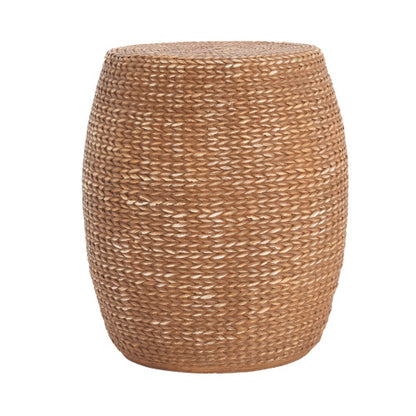 Nydia Outdoor Patio Drum-Shaped MGO Side Table, Brown