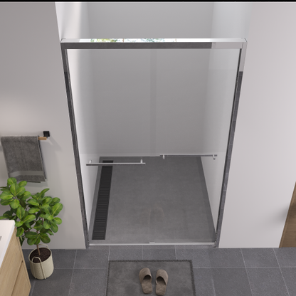 44-48"x76" Aluminum Frame Double Sliding Shower Door,Bypass Bathroom Sliding Door with Premium 1/4" (6mm) Clear Tempered Glass, Chrome Hardware Sliding Glass Shower Enclosure,Chrome Finished