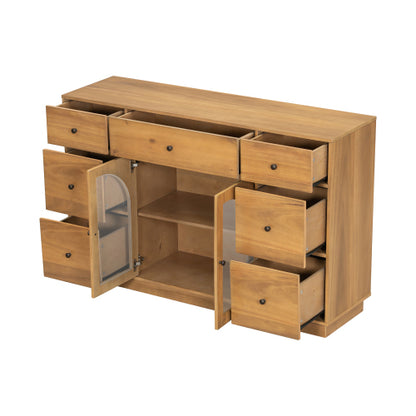 Natural Storage Cabinet with 7 Drawers and 2 Doors