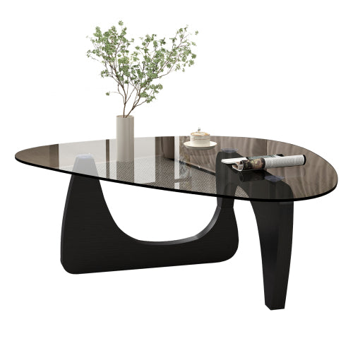 Mid Century Modern Glass Coffee Table, Black