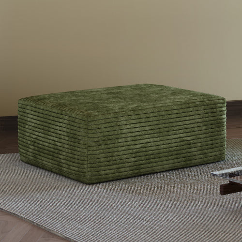 Green Plush Corduroy Modular Sofa Ottoman, No Assembly Cloud Couch with Spring & Sponge Support, Freely Movable Units