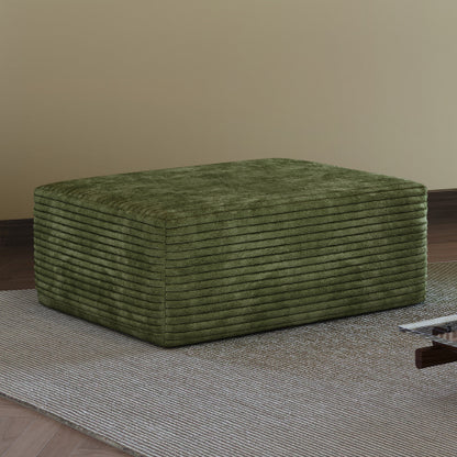 Green Plush Corduroy Modular Sofa Ottoman, No Assembly Cloud Couch with Spring & Sponge Support, Freely Movable Units