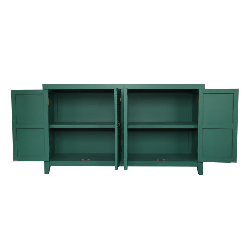 Green Mid Century Accent Cabinet with 4 Doors