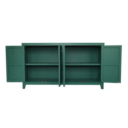 Green Mid Century Accent Cabinet with 4 Doors